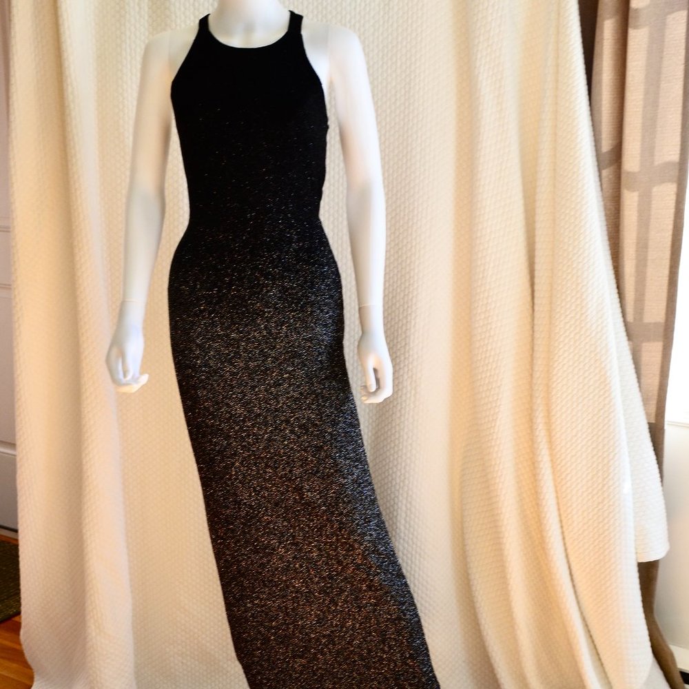 Open Back Sparkle Black Dress